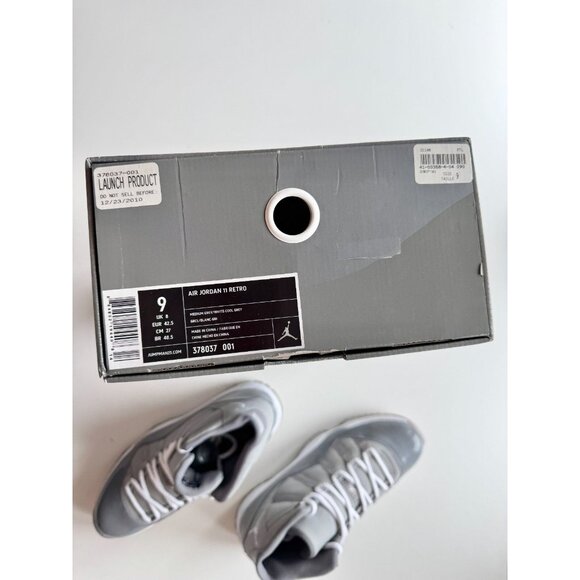 NIB 2010 NIKE Air Jordan 11 Retro Cool Grey Leather Lace Up Sneakers, Size 9 - Picture 15 of 16
